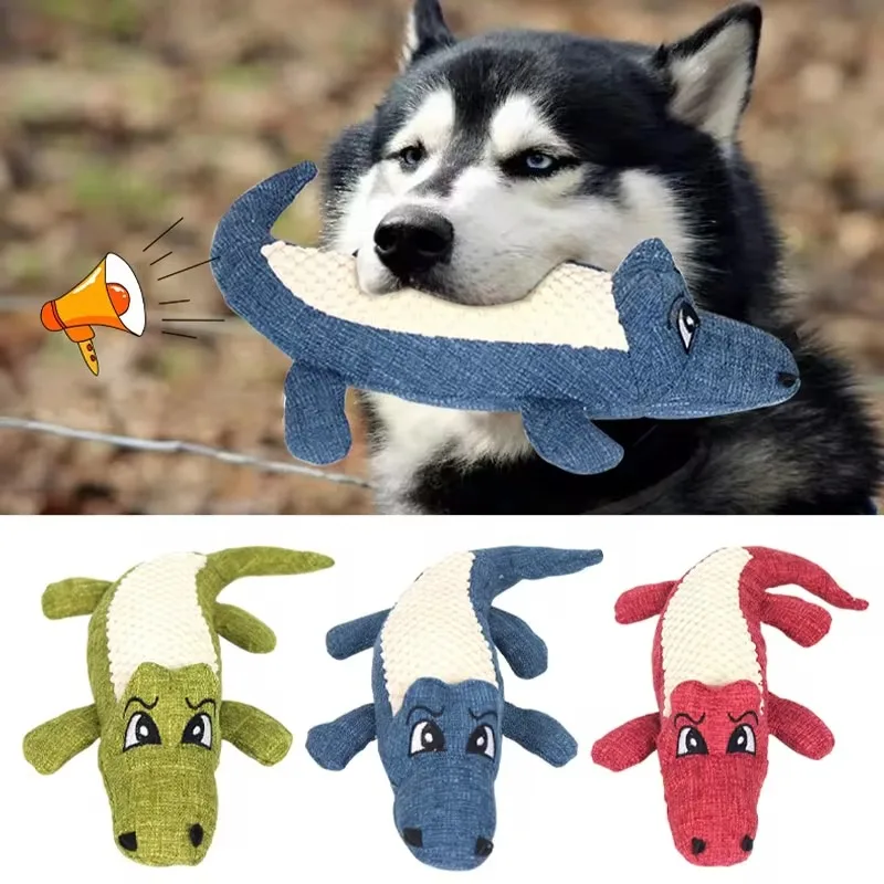 Pet Chew Toys Interactive Cartoon Animal Plush Alligator Shape Dog Sound Toy Gnawing Grinding Teeth 1005008195049762
