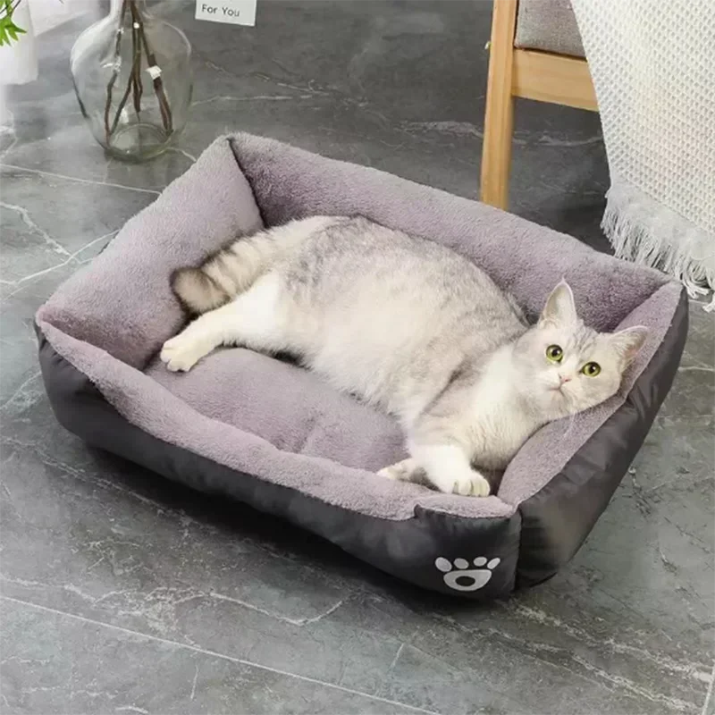 Winter Plush Cat Bed Semi Enclosed Warm Pet House Soft Washable Anti Anxiety Cushion for Cats Dogs 1005008212492178
