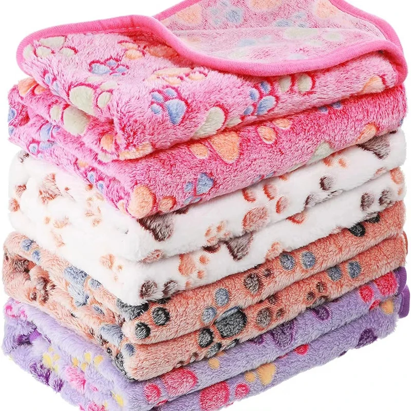 Soft Flannel Fleece Cat Dog Blanket Bed Mats Paw Foot Print Warm Pet Blanket Sleeping Beds Cover 1005008213195308