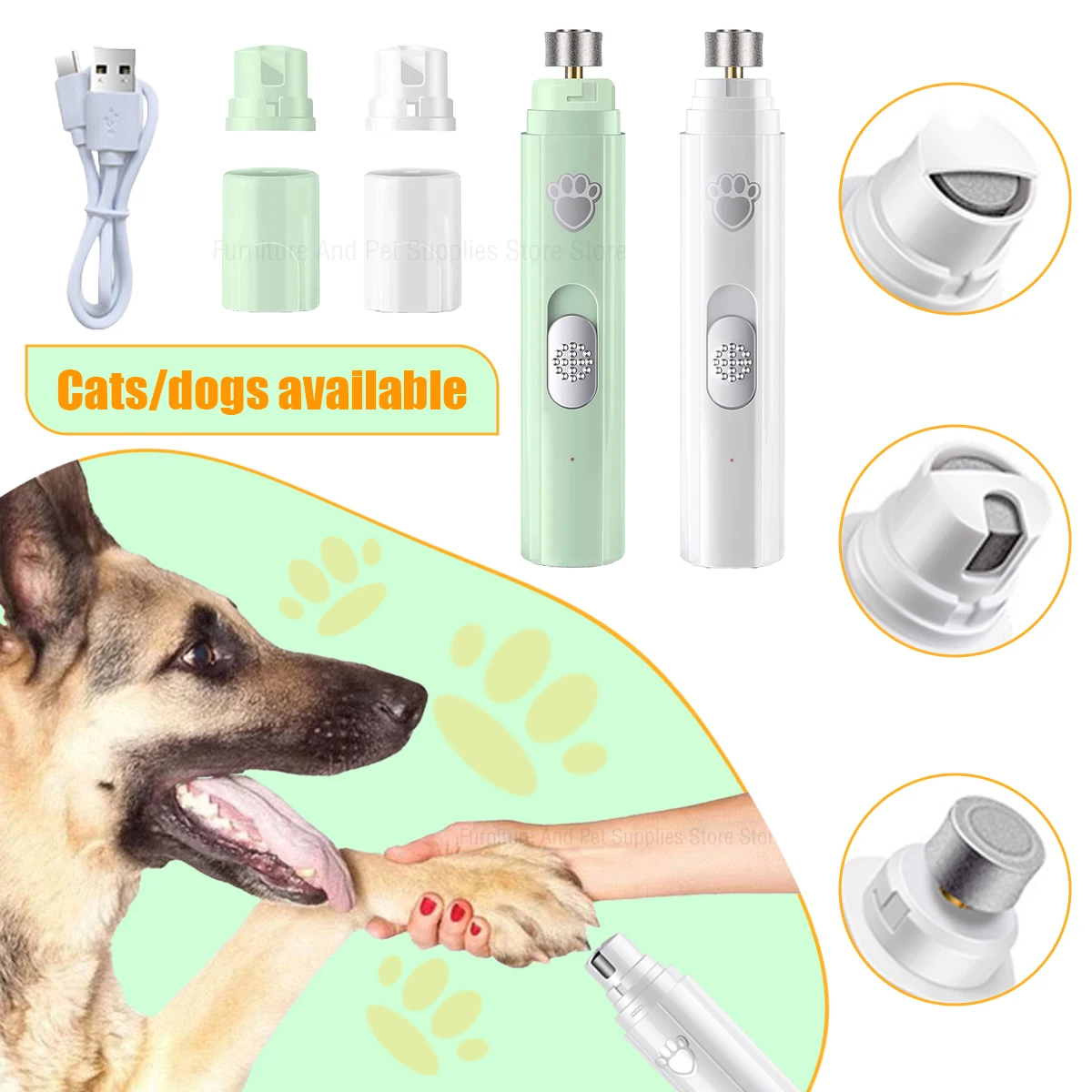 Electric Dog Nail Grinder Pet Nail Clipper USB Rechargeable Trimmers Painless 1005008224166334