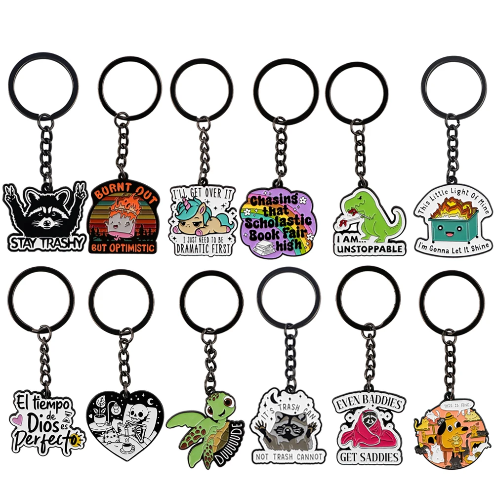 Turtle Keychain for Car Keys Dinosaur Raccoon Accessories Cute Animal Quotes Keyring Men Women 1005008234585889