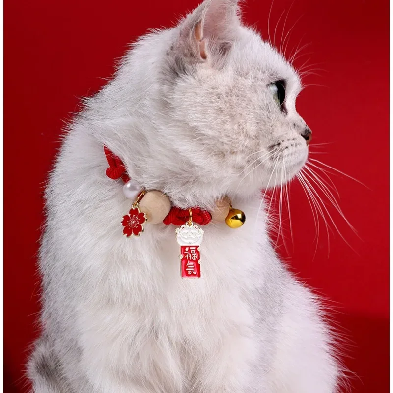 Adjustable Pet Collar Cat Necklace with Bell Dog Camphor Wood Beads Repellent and Anti-Flea 1005008244250802
