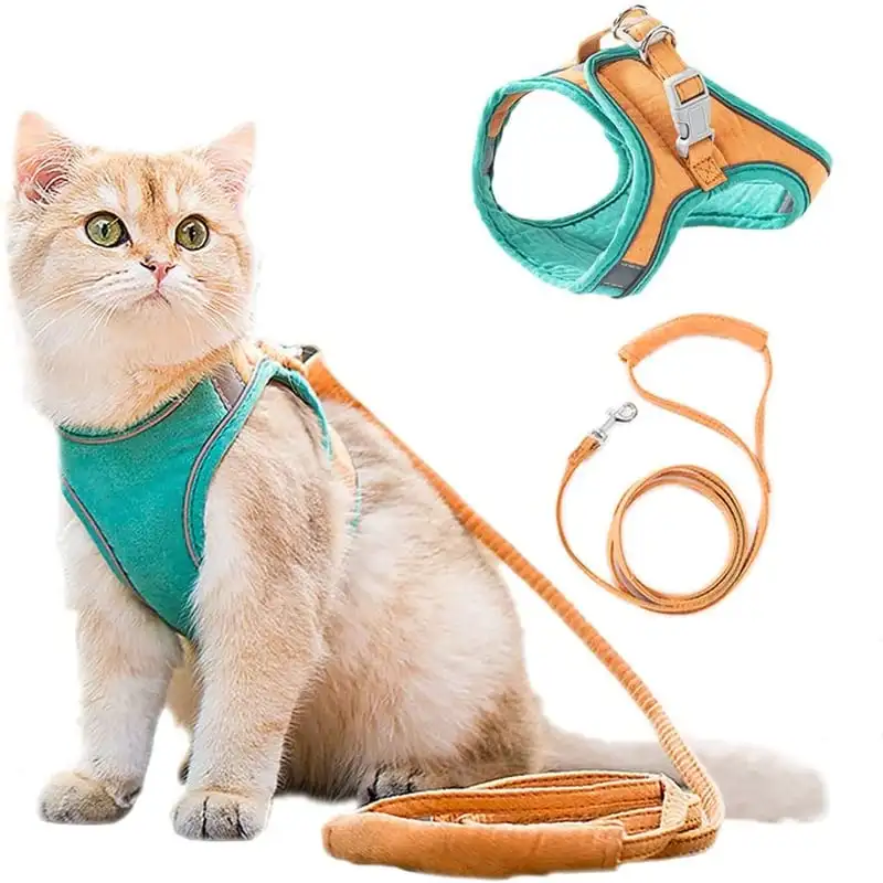 Cat Vest and Belt Kit Pet Traction Rope Harness Leash Collar Adjustable Double Layer Dog Harness 1005008251279643