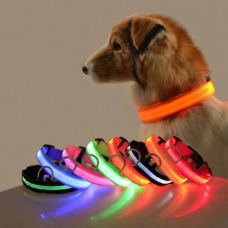 Dog Night Safety Collar Nylon LED Night Light USB Automatic Flashing Fluorescent Protection 1005008263570759