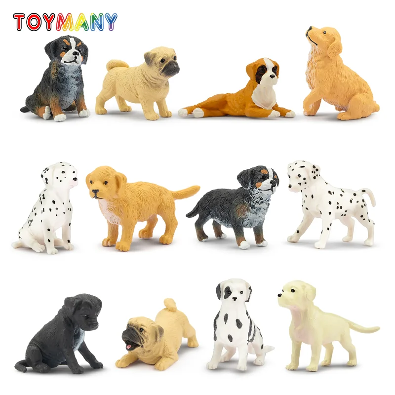 Toymany Mini Dog Animal Figures Simulation Pet Model Toys for Kids Children Gift Set (12Pcs) 1005008266942162