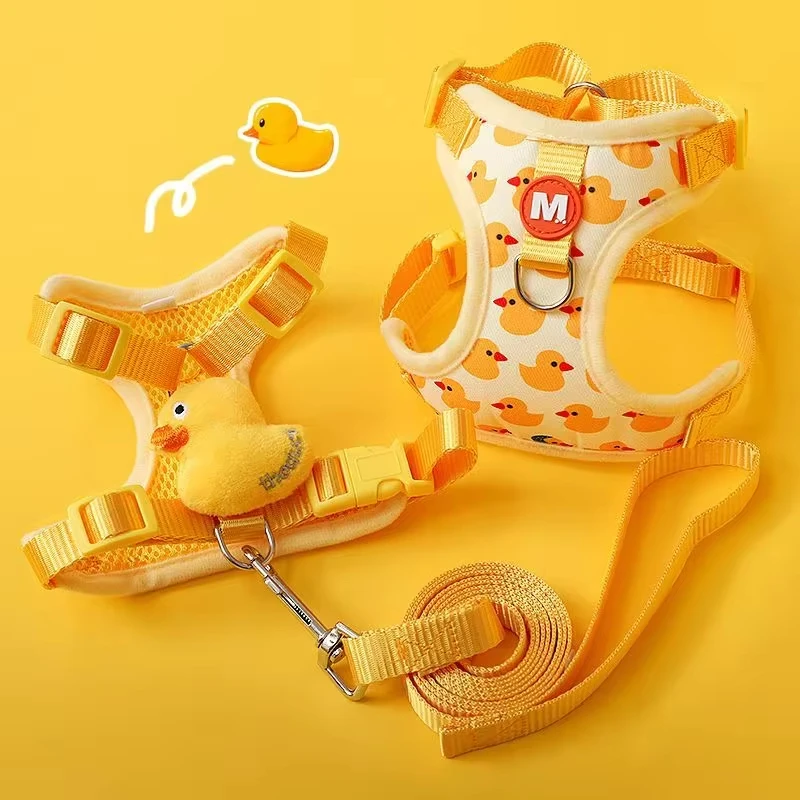 Cartoon Duck Dog Harness and Leash Set Adjustable Puppy Collar Strap Pet Cat Harness Vest 1005008269288524