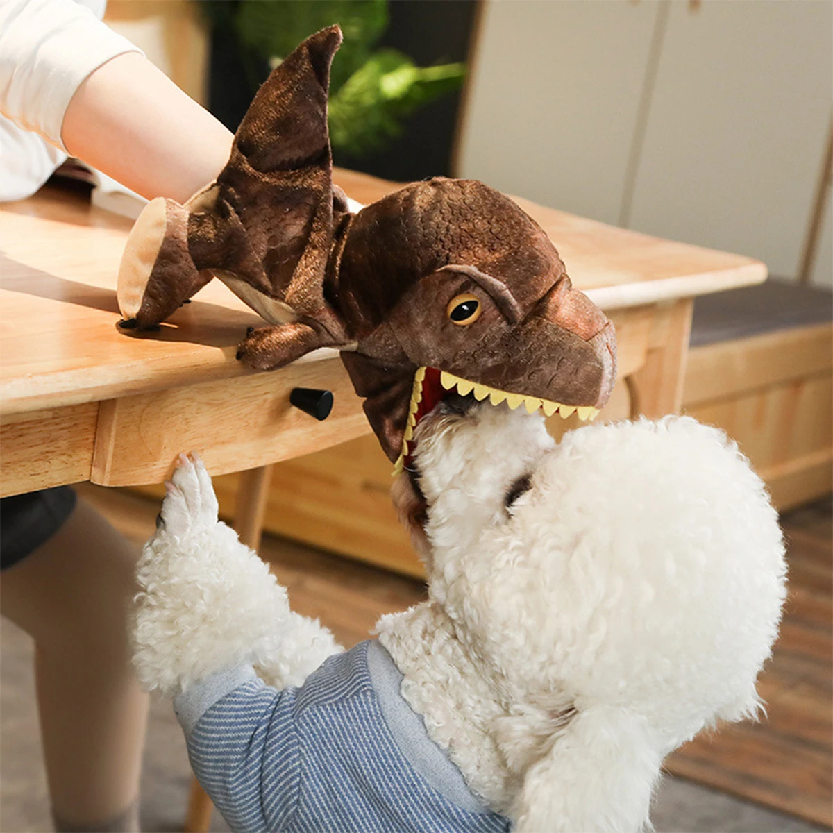 Pet Dog and Cat Interactive Toys Dinosaur Hand Puppet Toy Cartoon Plush Doll Parent-Child Game 1005008275423332
