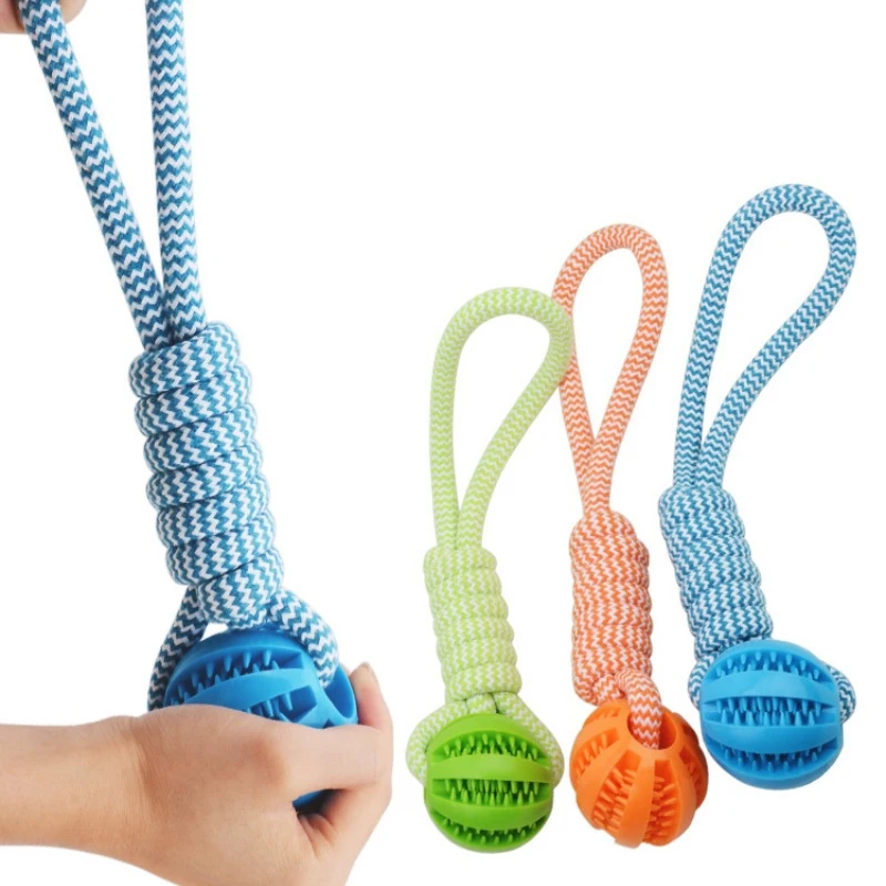 Pet Tooth Cleaning Pet Ball Toy with Rope Rubber Leaking Balls Toy for Small Large Dogs Puppy 1005008289826877