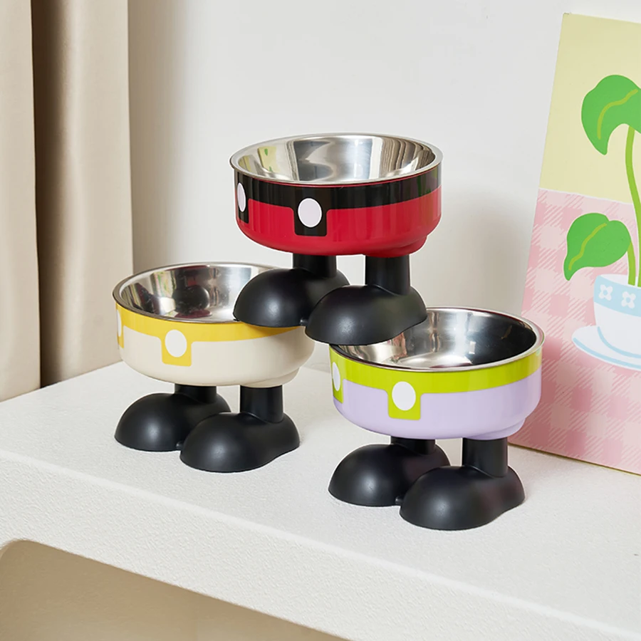 Pet Stainless Steel Bowl Anti Slip Large Capacity Dog Cat High Footed Neck Protection Knock 1005008290527968