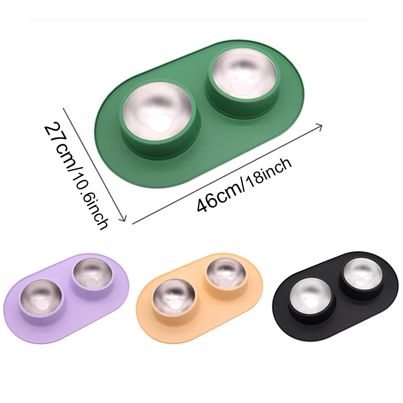 Pet Bowl Dog Cat Basic Food and Water Set Feeding Stainless Steel Leak Proof Anti Overturning Double 1005008294009648