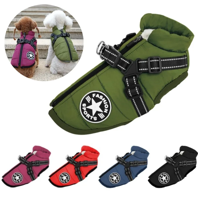 Pet Dog Jacket with Harness Ring Winter Warm Vest Clothes for Small Waterproof Coat Chihuahua 1005008294936925