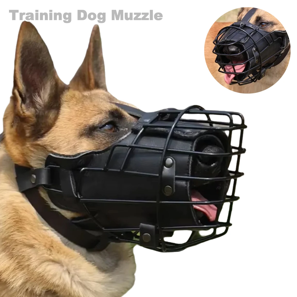 Anti-Biting Training Dog Muzzle Pet Tactical Impact Cage Breathable Metal Mask for Rottweilers 1005008296585299
