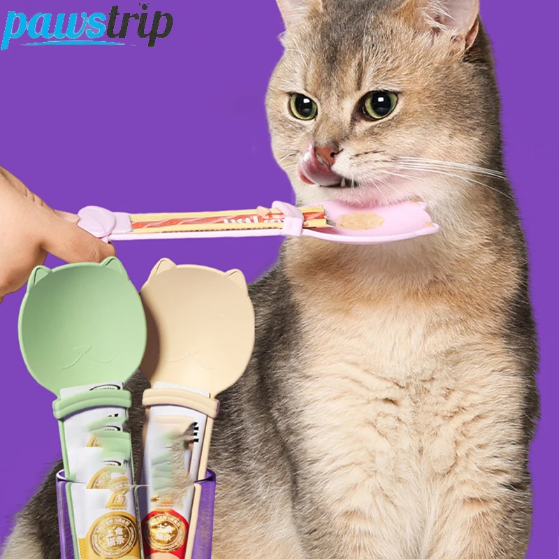 Cat Strip Squeeze Spoon Feeder for Lickable Wet Cat Treats Pet Liquid Snack Feeding (2PCs) 1005008298771952