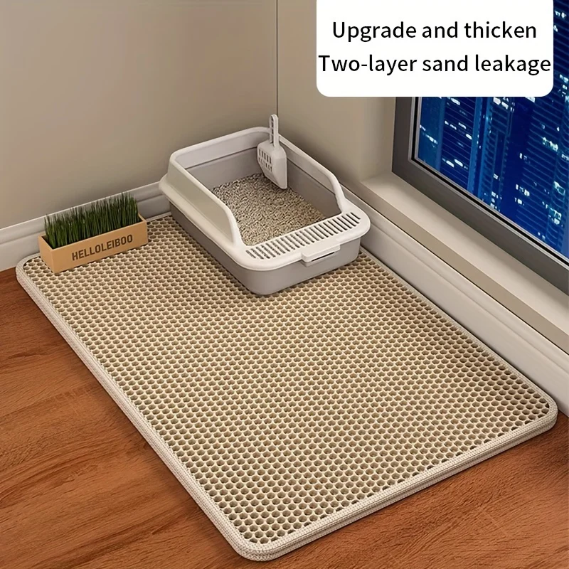 Large Size Cat Litter Mat-Advanced Honeycomb Double Layer Design, Urine Waterproof (1Pc) 1005008303988930