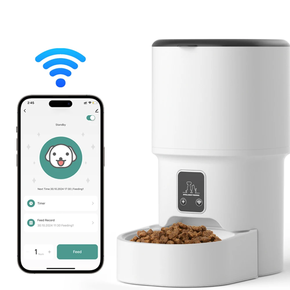 Pet Feeder Timing 5V USB Smart Automatic Dog for Cats Dog Button WIFI APP Intelligent (4L) 1005008309195346