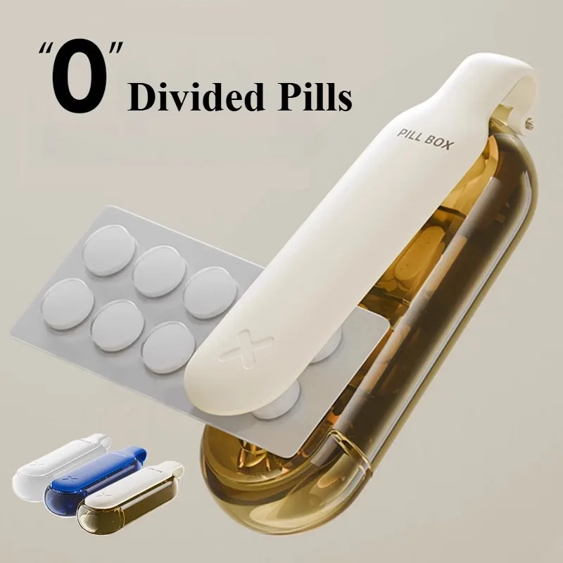 Portable Pill Taker Remover with Medicine Box Household Gadgets, Tablets (2 in 1) 1005008326041331