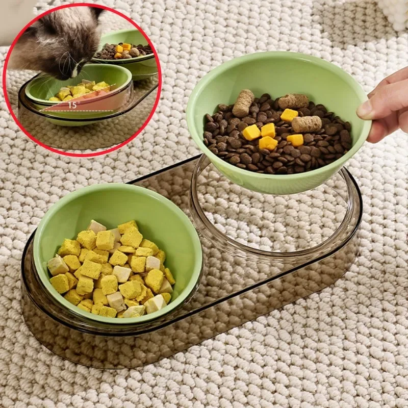 Dog Food Bowl Adjustable Cat Water Bowl Double Bowls for Dogs Feeding Neck Protector Detachable Dog 1005008333520807