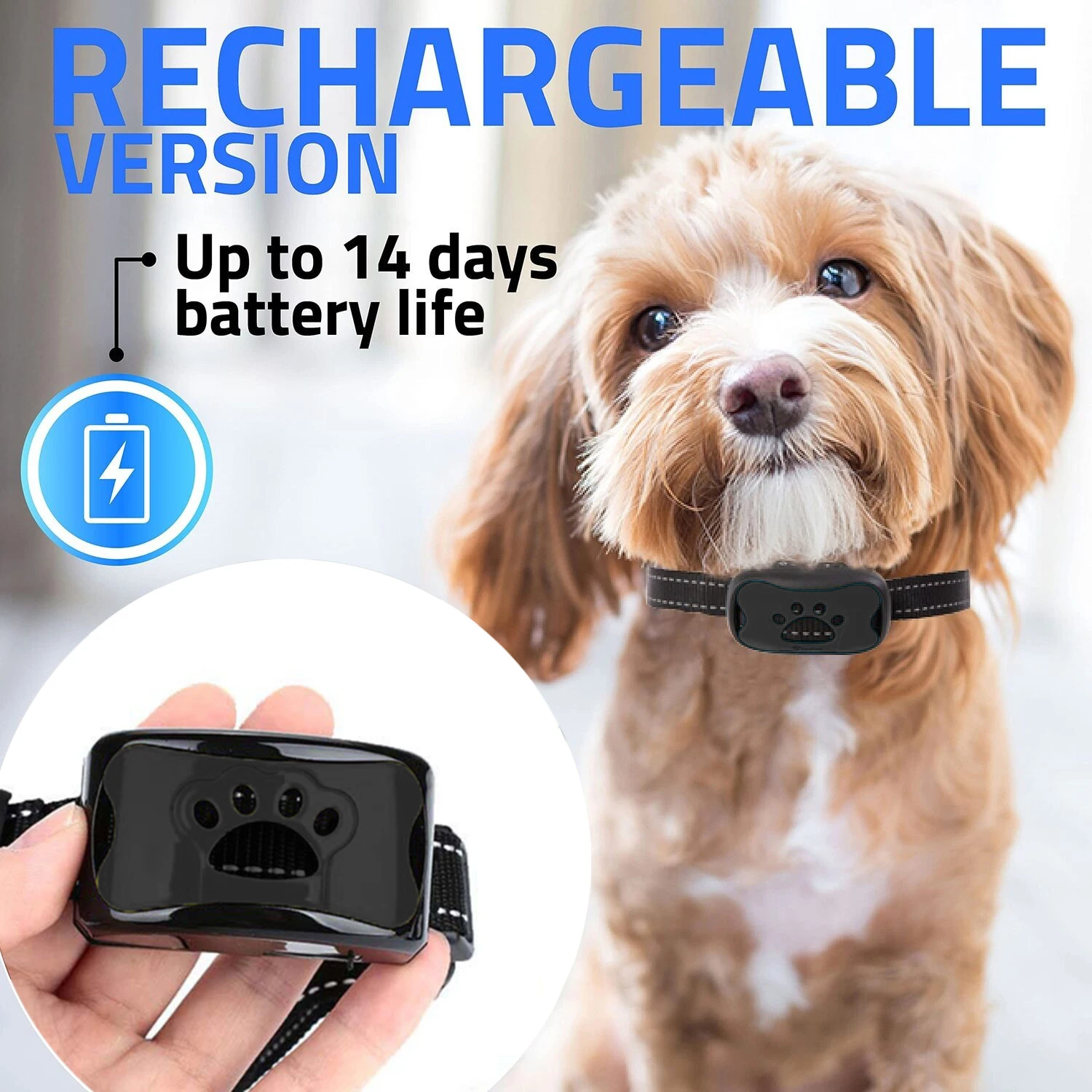 Stop Barking Collar Anti Bark Collar Rechargeable Automatic Collar Black Blue Dog Training Collar 1005008356646941