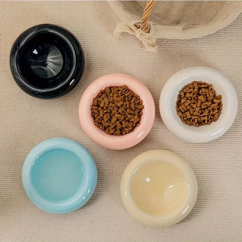 Ceramic Cat Bowl Dish Pet Donut Shape Food Anti-Fall Flip Non-Slip Multiple Colors Shapes Snack 1005008381482500