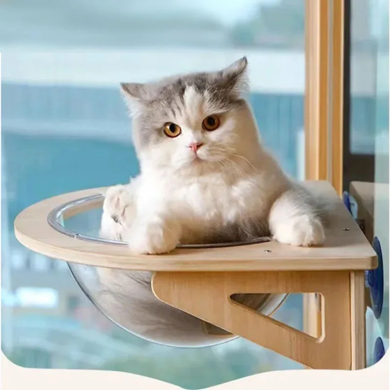 Solid Wood Cat Hammock, Cat Bed, Pet Window, Glass Cat Hammock, Suction Cup, Cat Space Cabin 1005008400802585