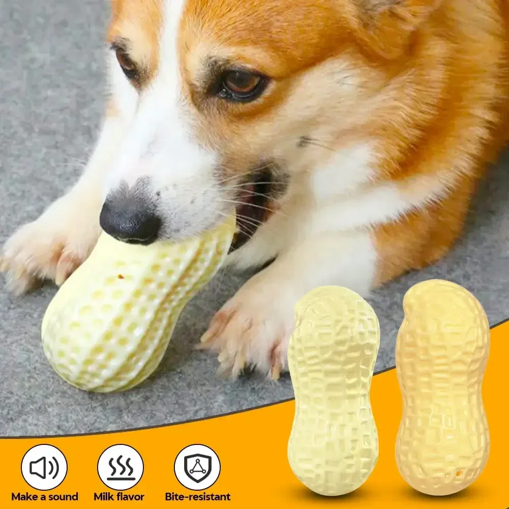 Dog Chewing Toy Screaming Rubber Peanut Grinding Teeth Cleaning Anti Bite Rubber Corgi Teddy Shiba 1005008403402948