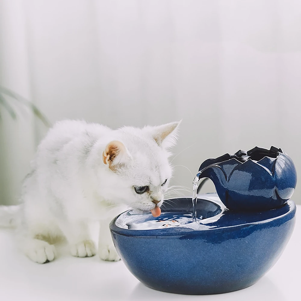 Cat Dog Pet Automatic Drinking Fountain Ceramic Aut Bowl Water Fountain Dispenser Pet Electric 1005008408496199