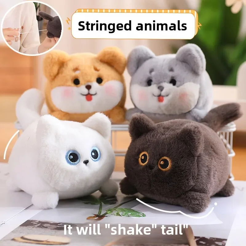 Kids Rope Simulation Animal Plush Tail Wagging Cute Cat Dog Toys for 2-4 Year Old Todder Toys Baby 1005008417299834
