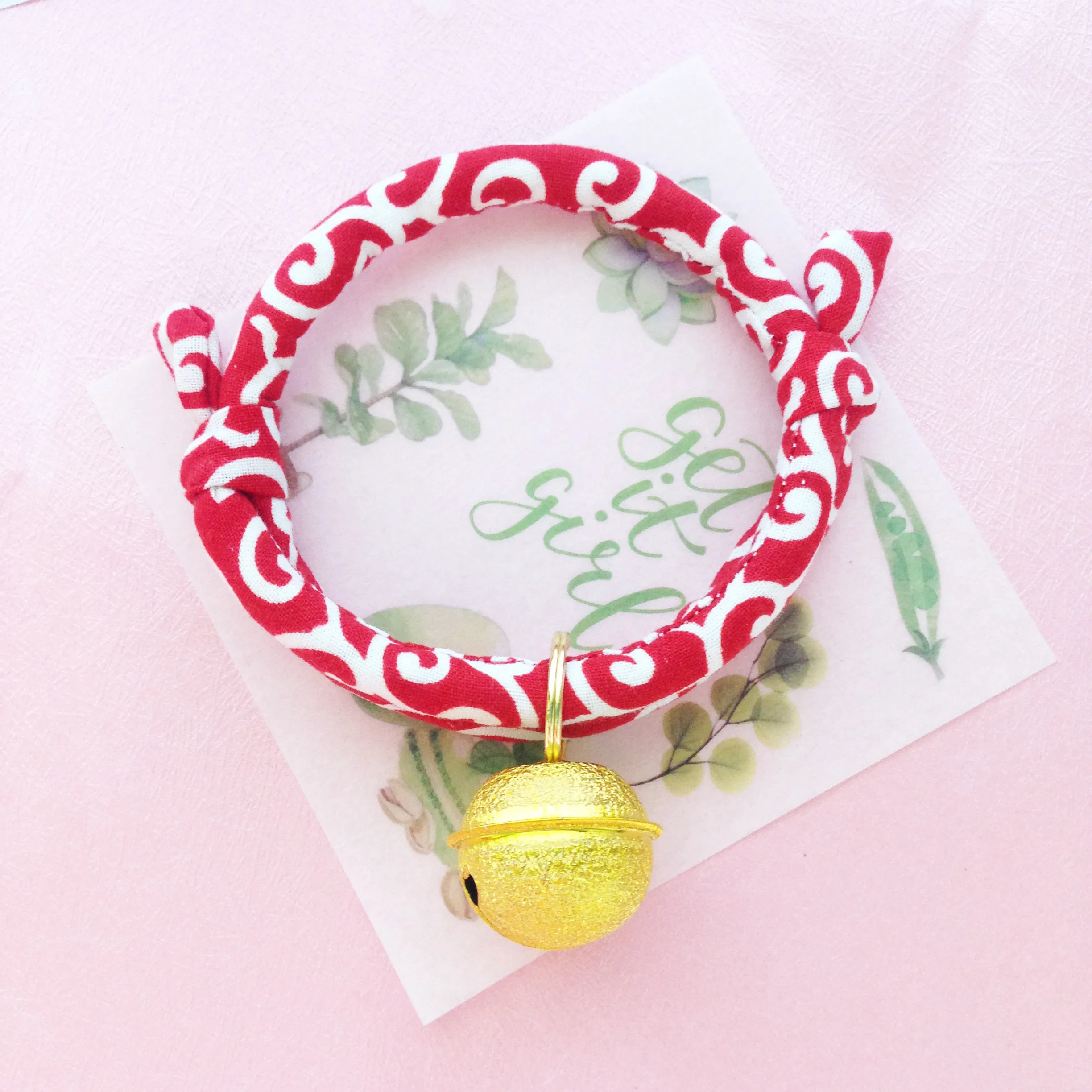 Handmade Matte Pet Necklace with Bell Dog Collar Leash Identification Tag Sakura Tree Down 1005008426260651