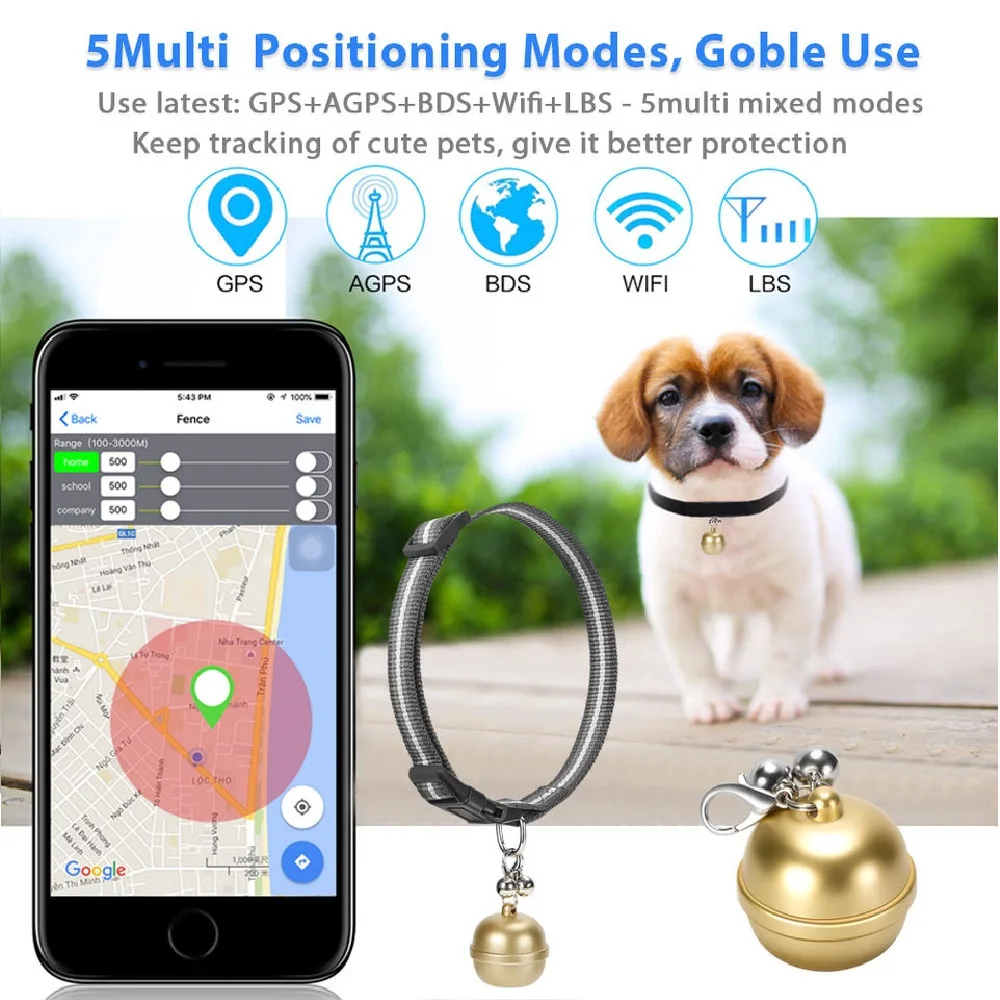 G15 Bell Mini GPS Tracker IP67 Waterproof Free APP Web SMS Real Time Tracking GPS Wifi LBS for Cats 1005008433324692