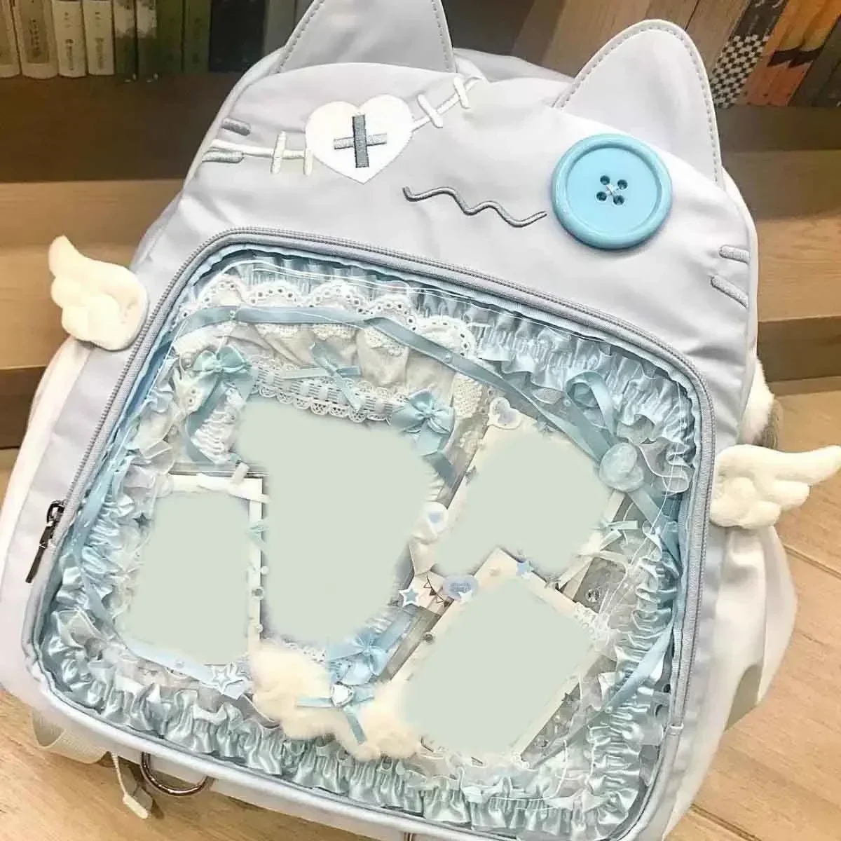 Cute Cat Backpack Women Nylon Japanese Style Casual Fashion Transparent Ita Bag Large Capacity 1005008446516667