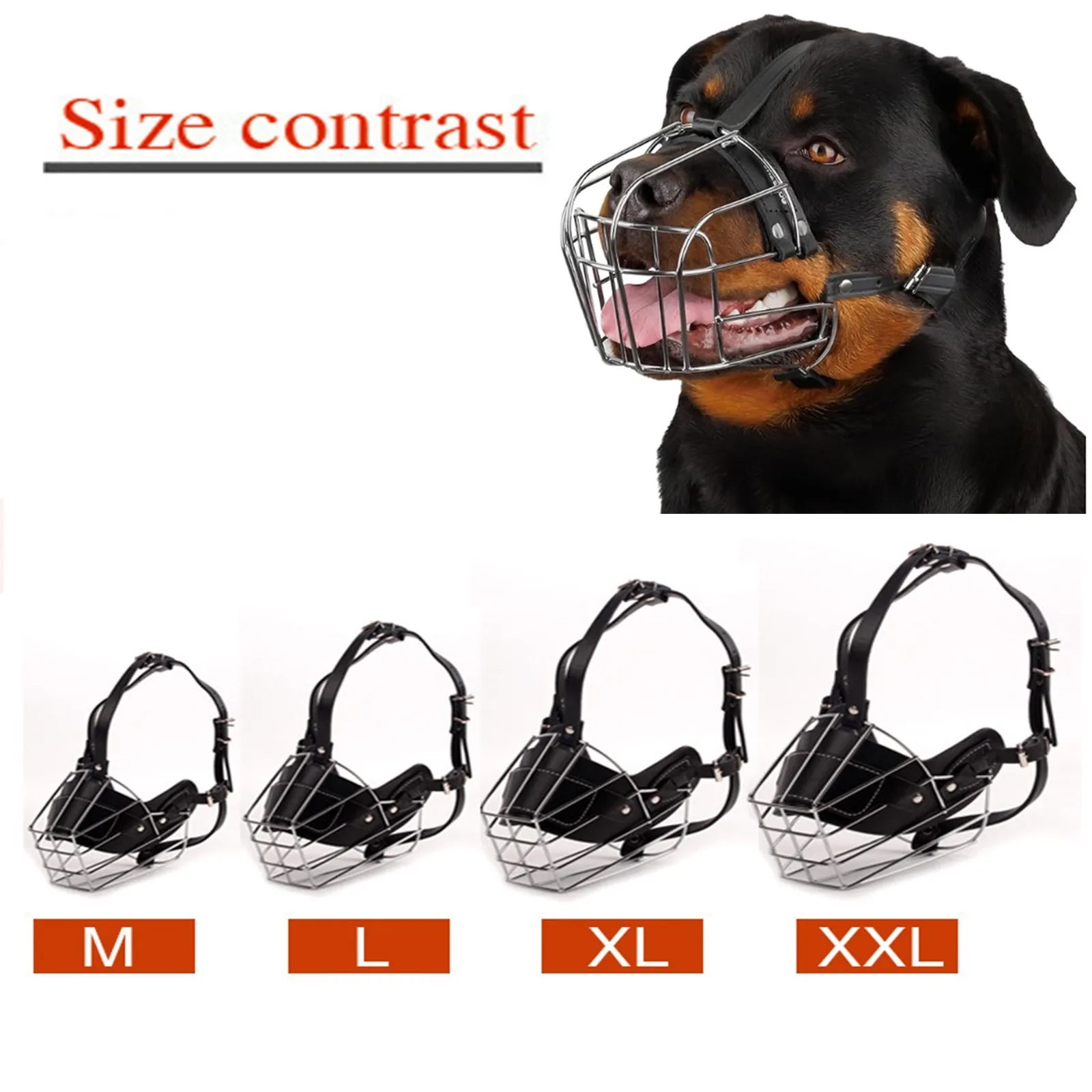 Dog Muzzle Anti Biting Pet Mouth Mask Adjustable & Breathable Leather Metal Muzzle Protection Cover 1005008455823698