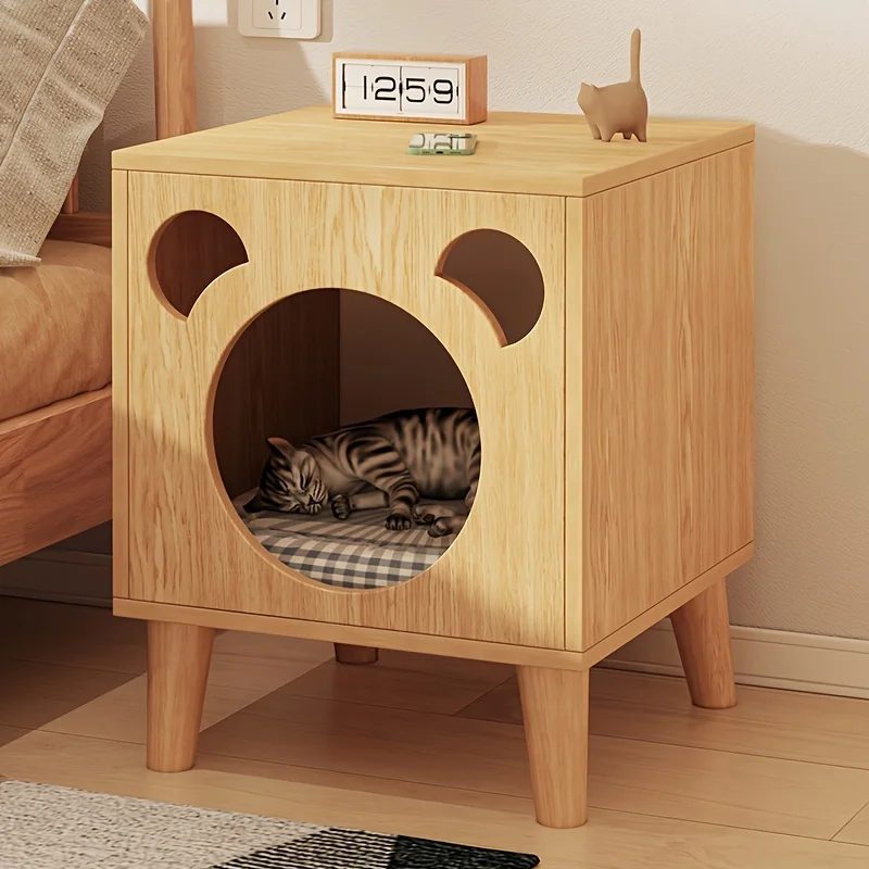Wooden Cat House - Bedside Table - Cozy Indoor Sleeping Nest for Cats & Kittens | Cat Furniture 1005008465426044