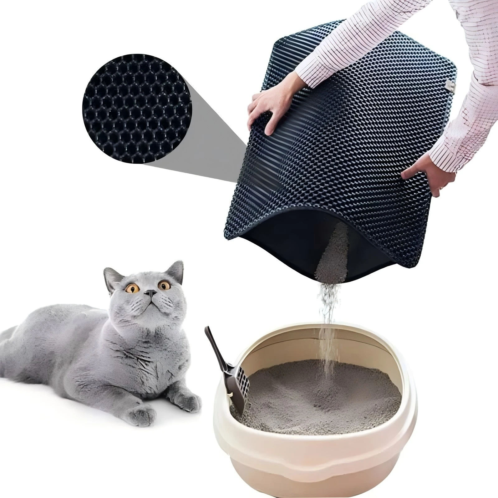 Cat Litter Mat with Gift Double Layer Waterproof Pet Litter Box Mat Non-Slip Sand Cat Pad Washable 1005008465771624
