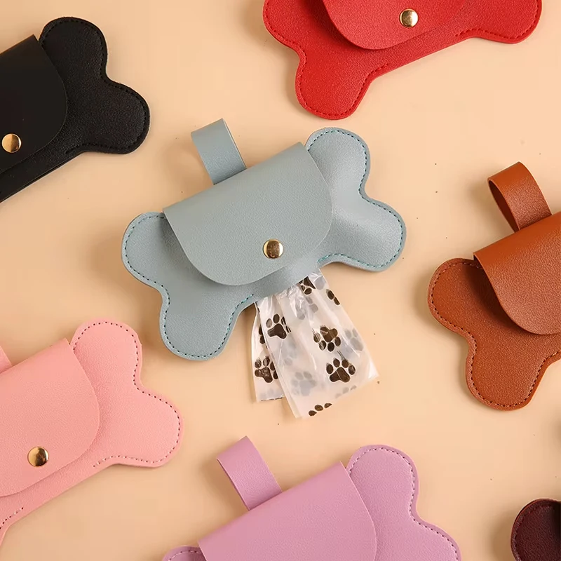 PU Leather Dogs Poop Bag Dispenser Portable Waste Bag Holder Organizer Waste Pet 1005008471729758