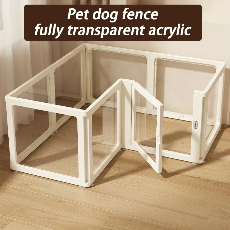 Indoor DIY Small Pet Dog Fence Cage System with Door Fully Transparent Acrylic Puppy House Freely 1005008476832602
