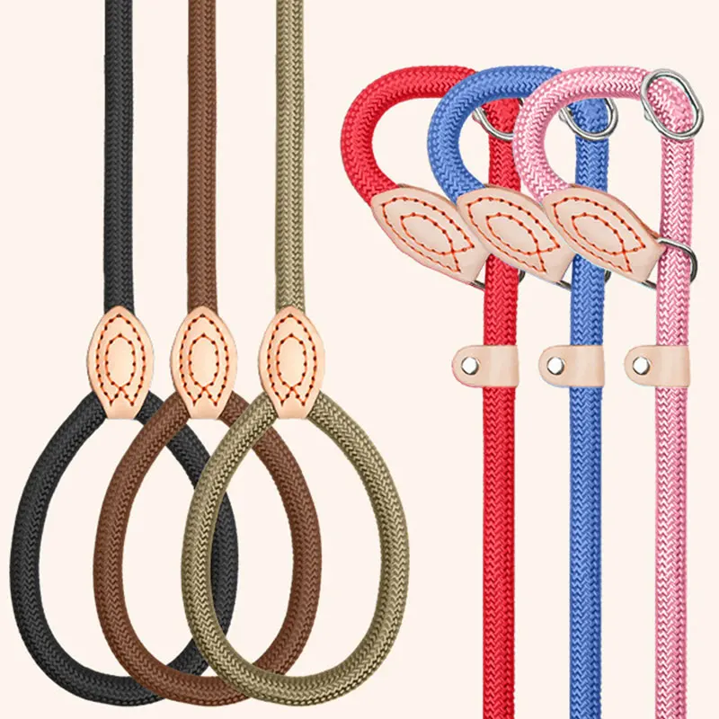 Dog Training Collar Anti Riot Nylon Hand P Rope Extended Thickened Unbreakable Round Large P Chain 1005008479607189
