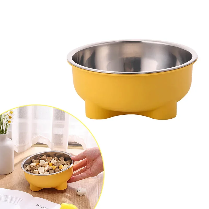 A Stainless Steel Pet Dog Bowl Anti Slip Four-Legged Solid Color and Cat Easy to Clean for Indoor 1005008481205778