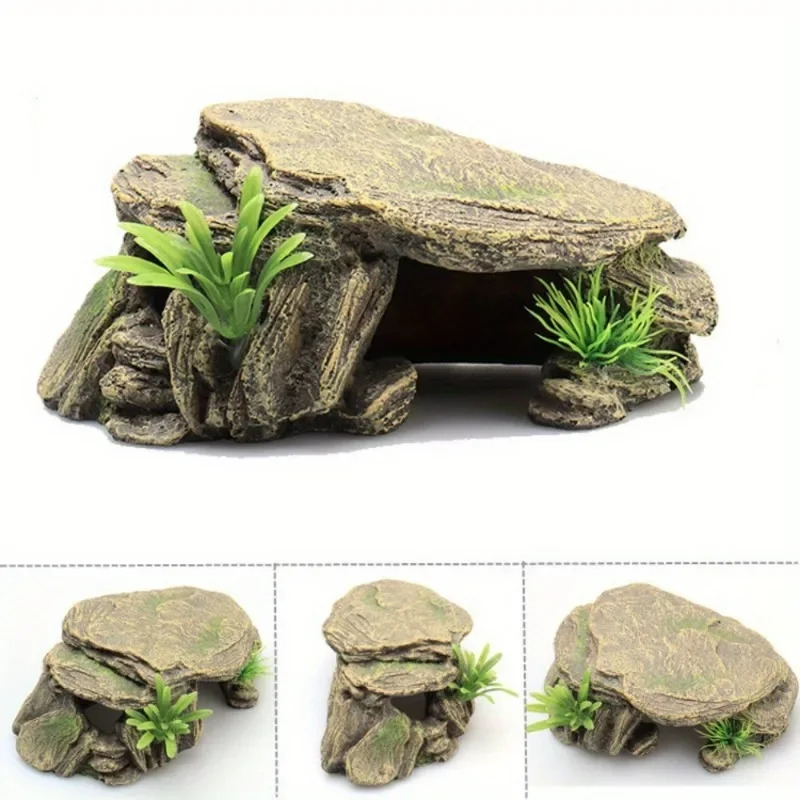 Aquarium Turtle Tank Decoration Terrace Artificial Shelter Decor Ornament Reptile Resting (1PC) 1005008482077108