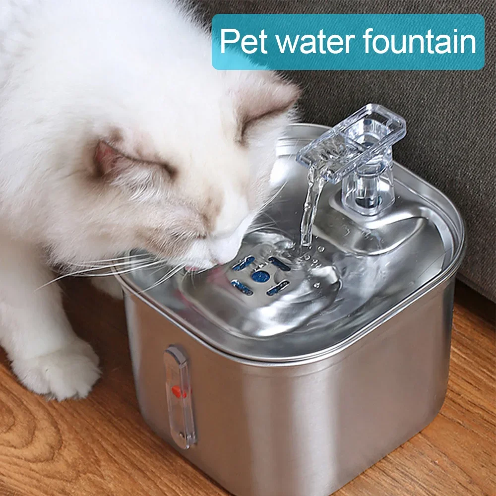 Cats Water Fountain Stainless Steel Auto Running Cat Drinker with Filter Motion Sensor Transparent 1005008482607537