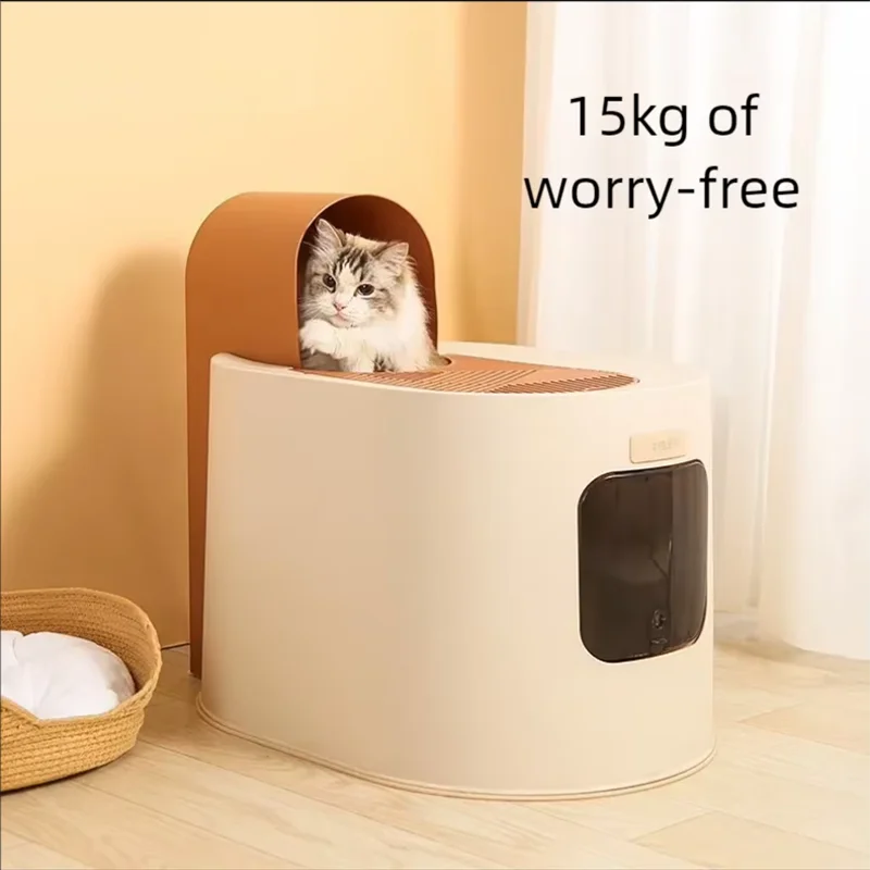 Fully Enclosed Cat Litter Box, Oversized, Splash Proof, with Sand on Top, Top in Cat Toilet, Toilet 1005008484845012