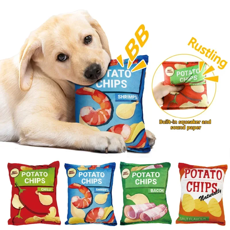 Funny Dog Toys Crisps Plush Filled Pets Squeaky Chew Toy Bite-Resistant Sounding Paper Toys 1005008486933944