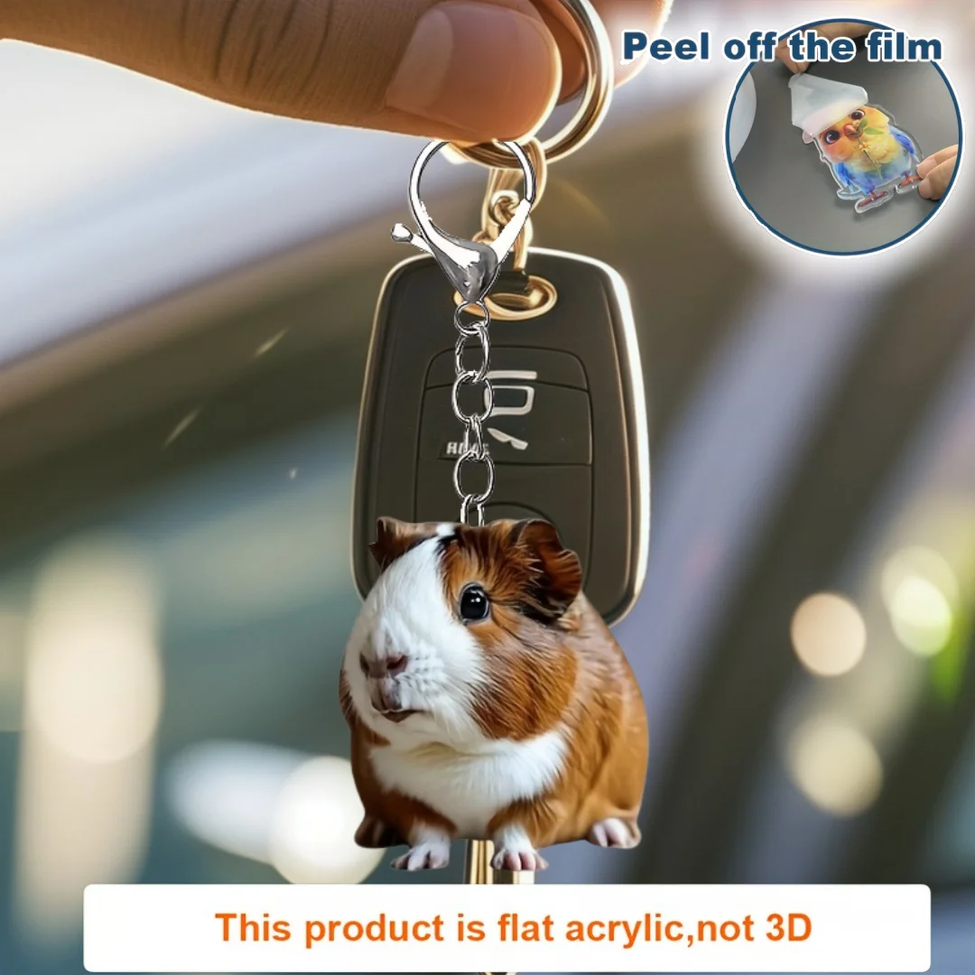 Cartoon Guinea Pig Keychain, 2d Flat Acrylic Pendant, Animal Themed Ornament, bag Charm 1005008493195891