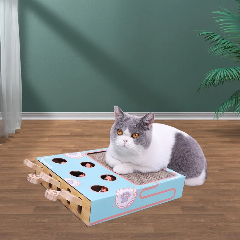 Cat Enrichment Toy Interactive Grind Claw Rest Play 3 in 1 Boredom Relief Whack a Mole Cat Toy 1005008494577286