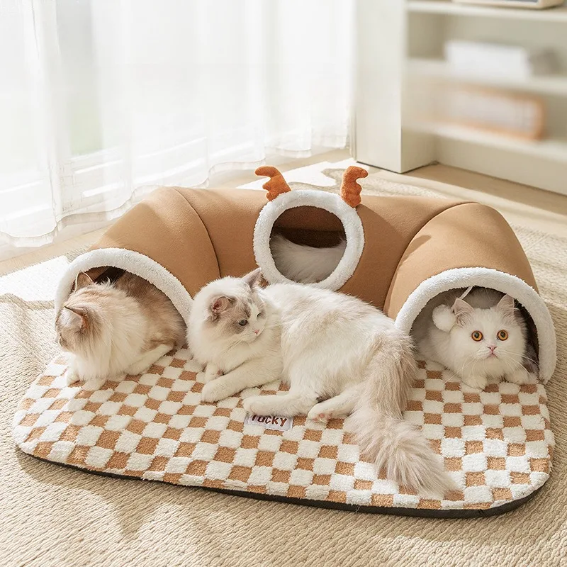 Autumn Winter Cat Nest Thickened Warm Hide and Seek Cats Tunnel Interesting Design Pet Beds 1005008504354127