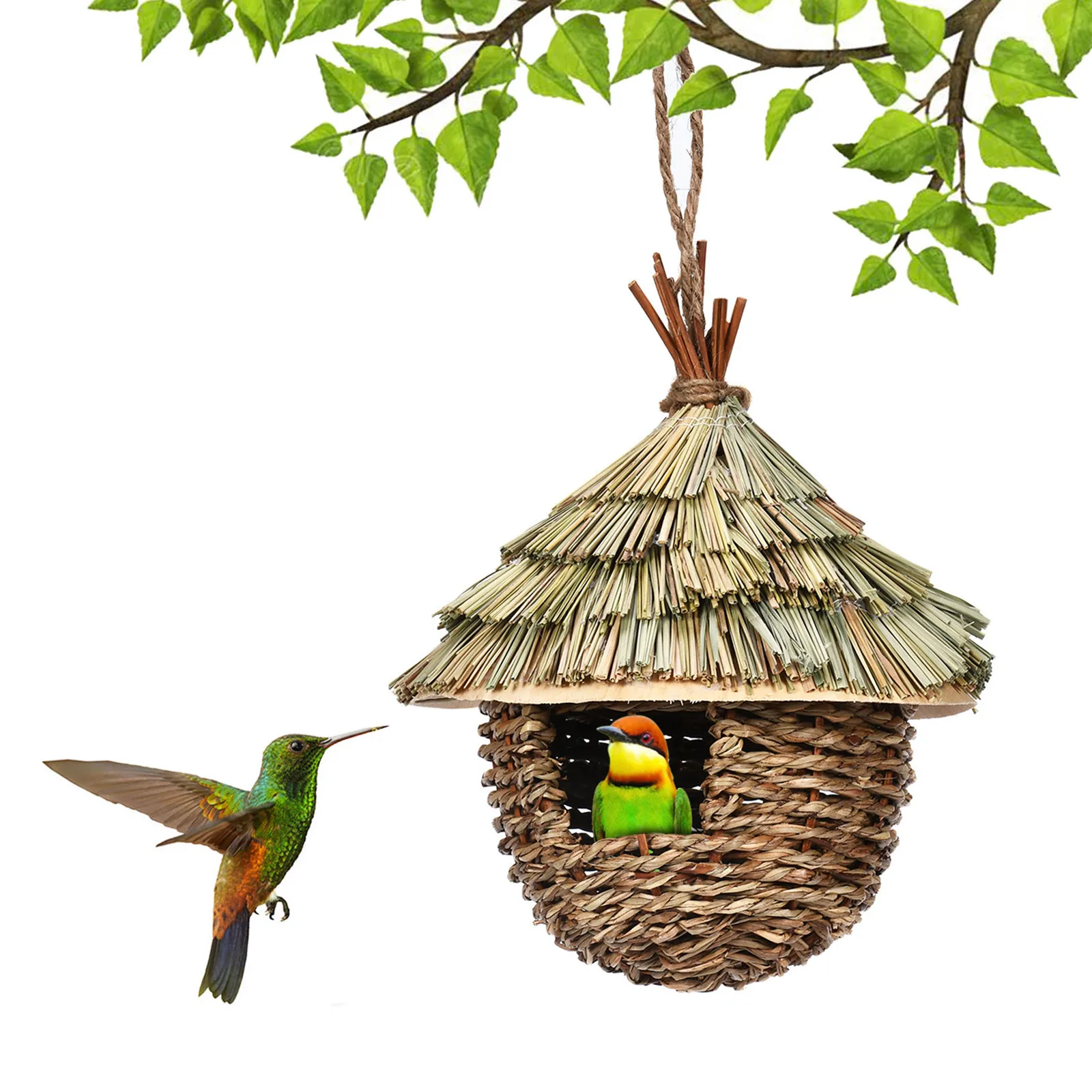 Birds Nest Bird Cage Natural Grass Egg Cage Bird House Outdoor Decorative Weaved Hanging Parrot 1005008518114044
