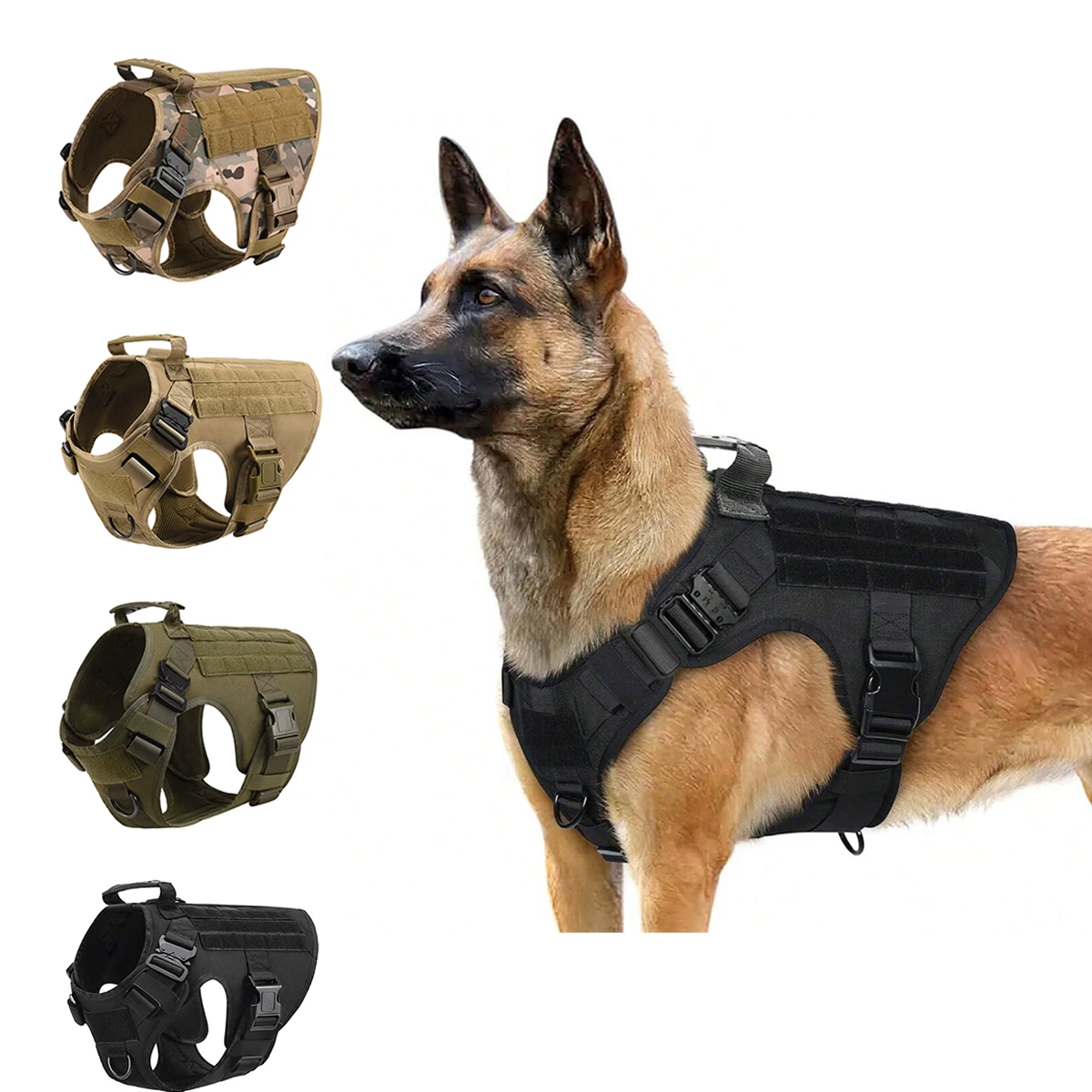 Large Dog Harness Pet German Shepherd Malinois Training Vest Military Tactical Medium Dog Harnesses 1005008521534728