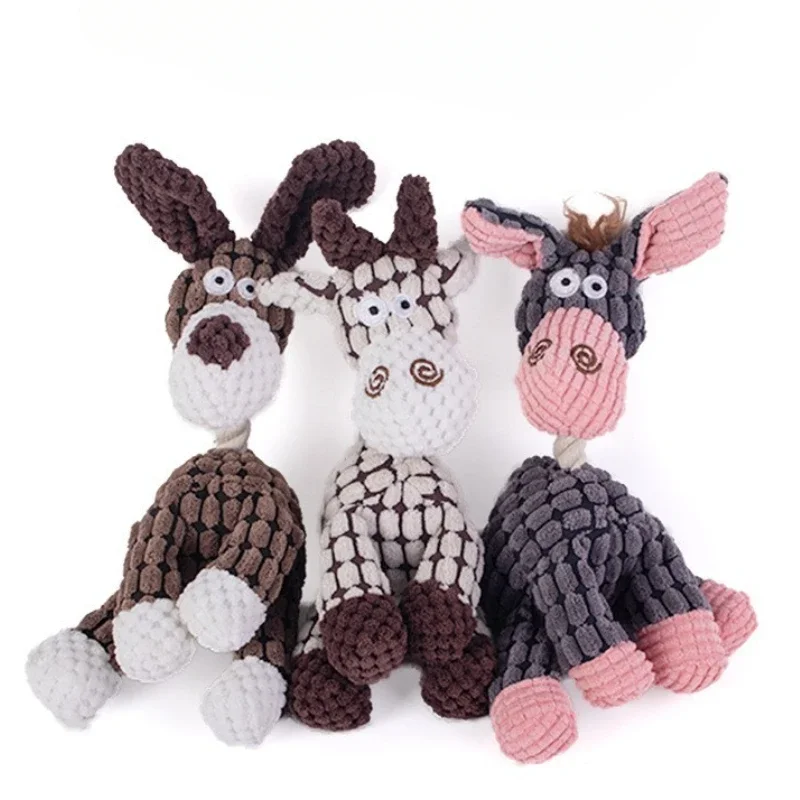 Cute Plush Dog Toy Funny Donkey Doll Animal Shape Bite Resistant Squeaky Tool Puppy Interactive 1005008524621487