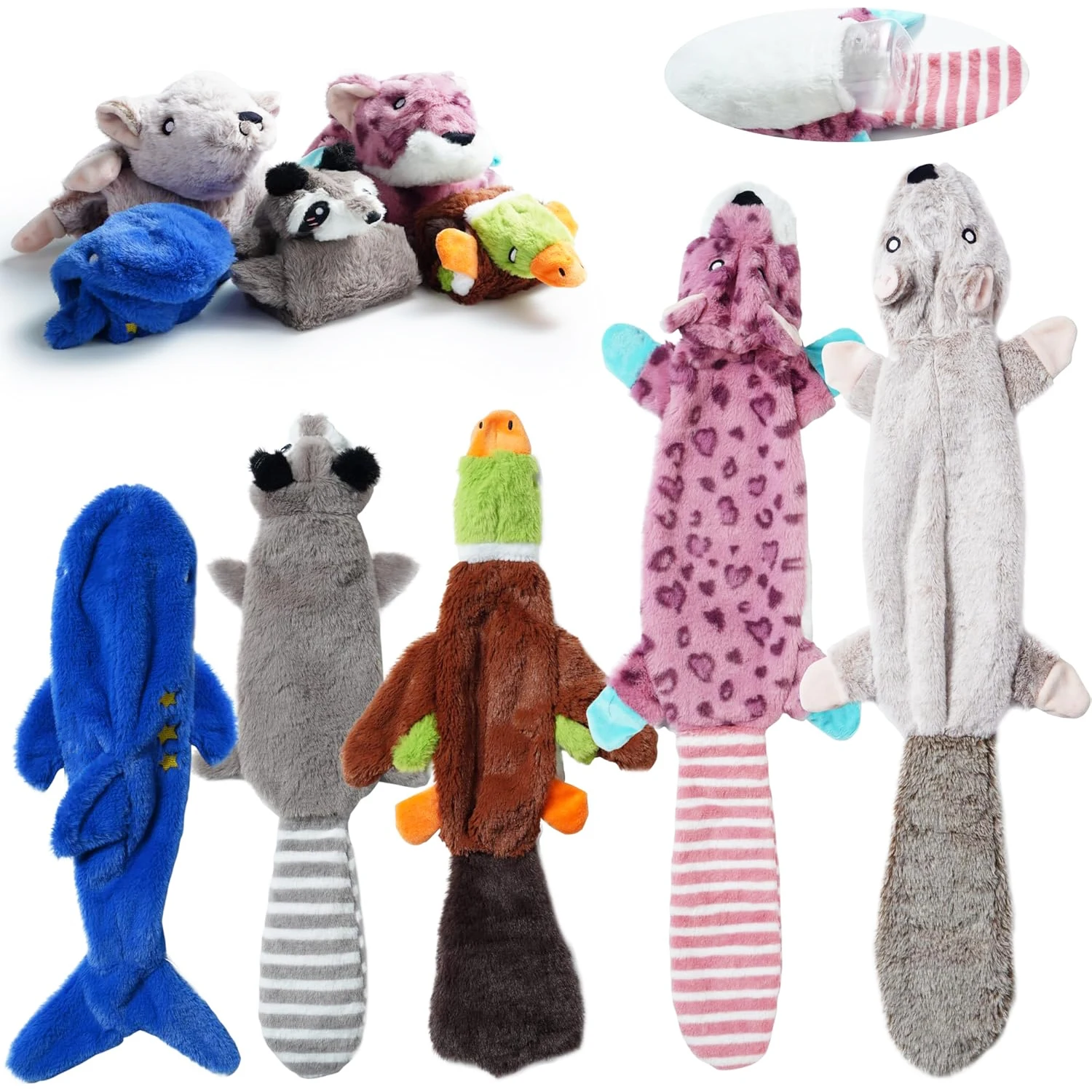 Dog Squeaky Toys, Crinkle Plush Dog Toys, No Stuffing Dog Toys for Small Medium Large Dogs 1005008528374941