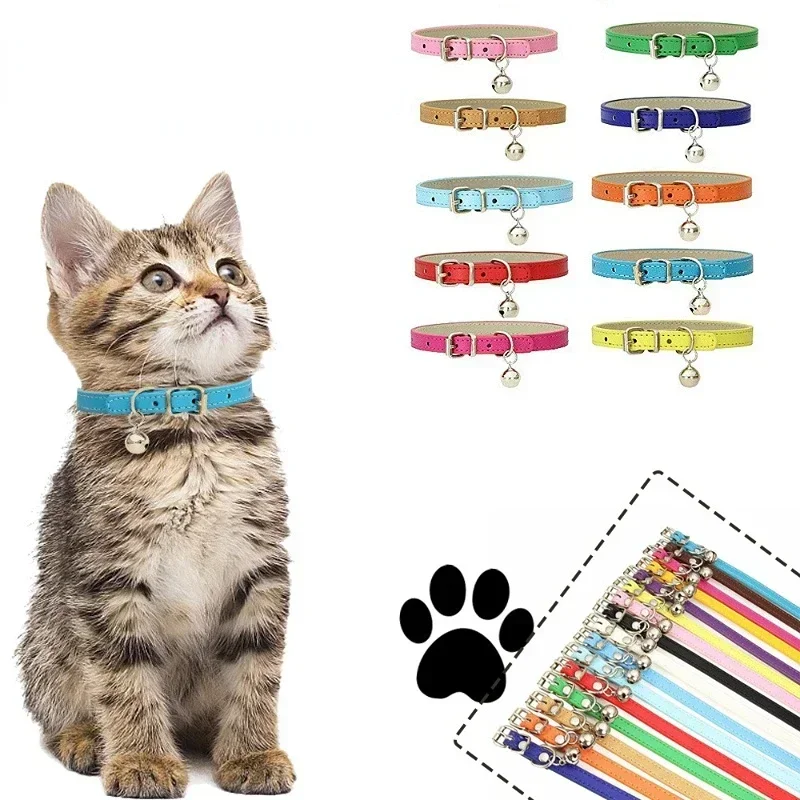 5pcsColorful Cute Bell Collar Adjustable Buckle Cat Pet Supplies Footprint Personalized Kitten 1005008535107433
