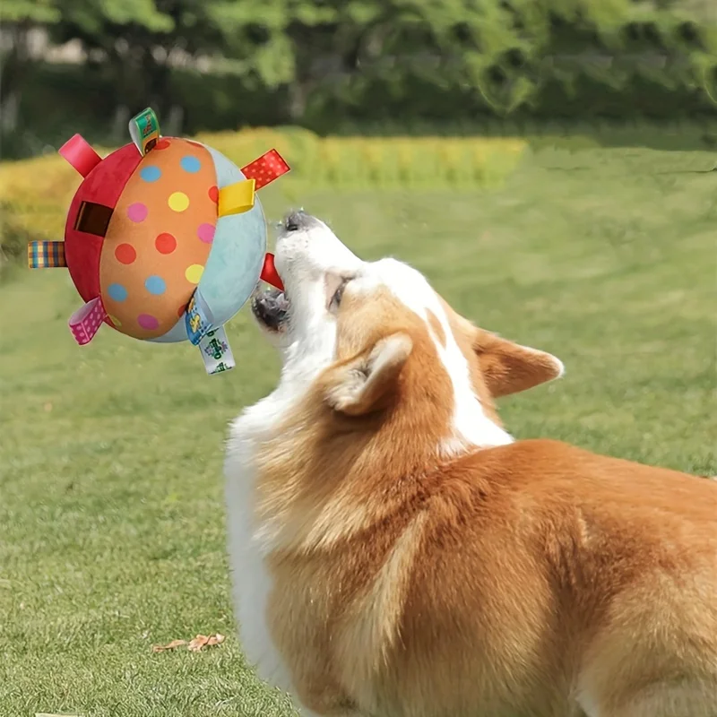Plush Dog Vocal Toy Ball Funny Interactive Pet Toys with Bells Cleaning Tooth Chew Toy for Small 1005008542981119